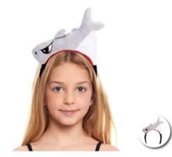 Fascia per capelli in peluche con squalo per bambini