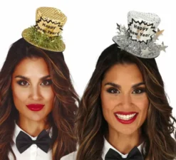 Fascia per cappello a cilindro 'Happy New Year' Argento e oro assortiti