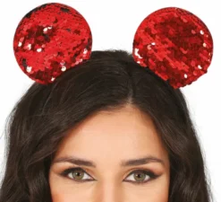 Fascia per topo con paillettes rosse per adulto