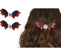 2 fermagli per capelli a forma di pipistrello con occhiello per ragazza