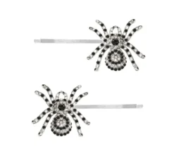 2 fermagli per capelli a forma di ragno scintillante argento da 7,5 cm