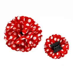 Fiore rosso Sevillana con pois bianchi e clip da 8 cm