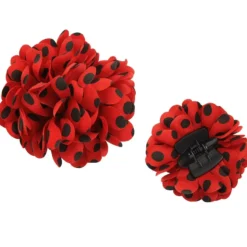 Fiore Sevigliano o Chulapa 8 cm con Pois Neri e Clip, vari colori
