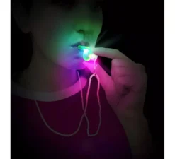 Fischietto con corda e luce, 5 cm, colori assortiti