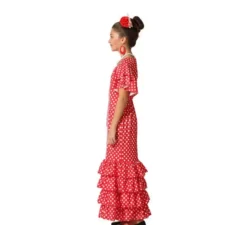 Flamenco costume rosso con piccoli punti per le ragazze