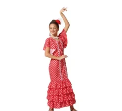 Flamenco costume rosso con piccoli punti per le ragazze