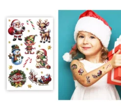 Foglio di tatuaggi natalizi