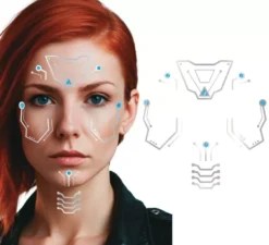 Foglio per tatuaggi con viso di robot cyborg 20x20 cm