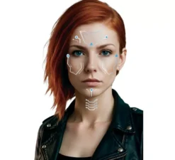 Foglio per tatuaggi con viso di robot cyborg 20x20 cm