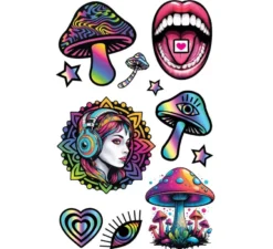 Foglio per tatuaggi psichedelici 14x30 cm
