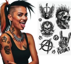 Foglio per tatuaggi punk 14x30 cm