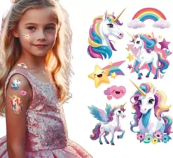 Foglio per tatuaggi unicorno 14x30 cm