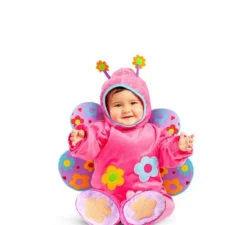 Fucsia costume farfalla con le ali e baby cappuccio