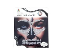 Gemme adesive per il viso con teschio in argento