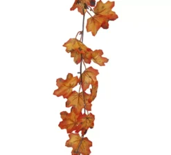 Ghirlanda con foglie arancioni da 190 cm
