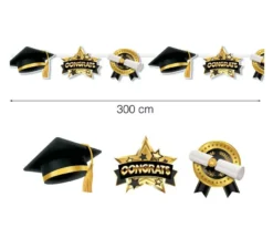 Ghirlanda di laurea nera e oro da 300 cm