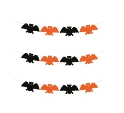 Ghirlanda di pipistrelli nera e arancione da 3 m