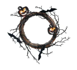 Ghirlanda di Zucche e Pipistrelli 30 cm