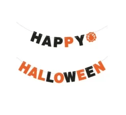 Ghirlanda Happy Halloween arancione e nera da 3 m