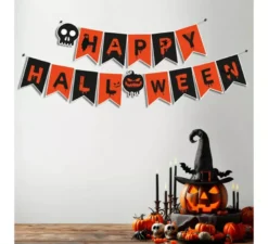 Ghirlanda Happy Halloween con teschio e zucca 3 m