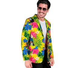 Giacca da festa tropicale gialla da uomo