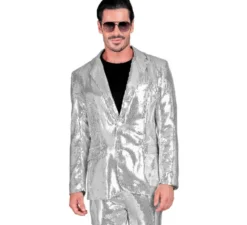 Giacca da uomo alla moda da discoteca con paillettes argento
