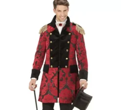 Giacca jacquard vintage rossa da uomo