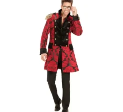 Giacca jacquard vintage rossa da uomo
