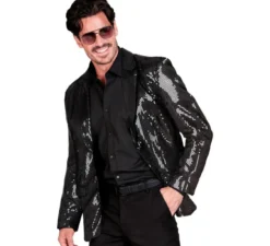 Giacca moda discoteca nera con paillettes per uomo