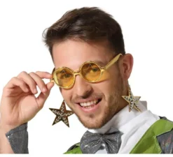 Giallo occhiali Pop Star con gli orecchini
