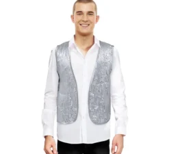 Gilet con paillettes argento per adulto