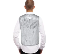 Gilet con paillettes argento per adulto