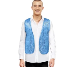Gilet con paillettes azzurro per adulto