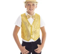 Gilet con paillettes dorate per bambini