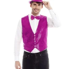 Gilet con paillettes fucsia da uomo