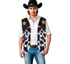 Gilet da cowboy nero stampato per adulto