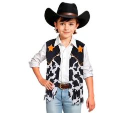 Gilet da cowboy nero stampato per bambini