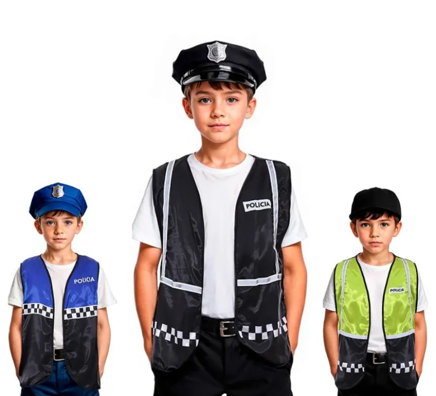 Gilet da Poliziotto a quadri per bambini in diversi colori