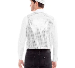 Gilet di paillettes argento da uomo