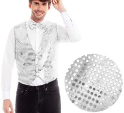 Gilet di paillettes argento da uomo
