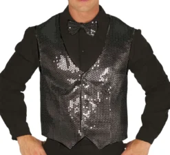 Gilet di paillettes nero per adulti
