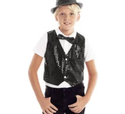 Gilet nero con paillettes per bambini