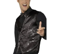 Gilet nero con paillettes per uomo