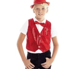 Gilet rosso con paillettes per bambini