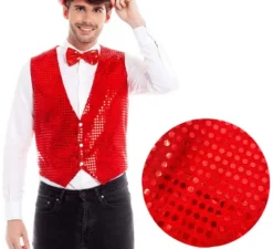 Gilet rosso con paillettes per uomo