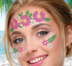 Gioielli per il viso Fiori rosa e verdi