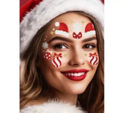 Gioielli per il viso glitterati di Babbo Natale