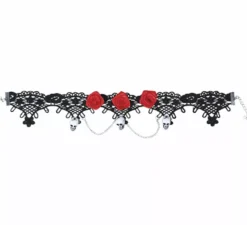 Girocollo con Teschi e Rose Rosse