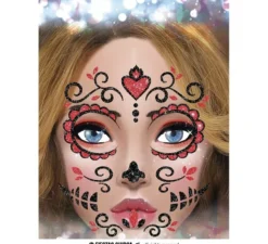 Glitter viso Catrina rossa 20x20 cm