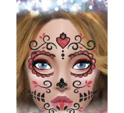 Glitter viso Catrina rossa 20x20 cm
